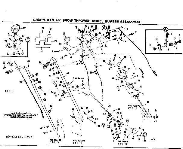 Craftsman 536909800 handle assembly diagram