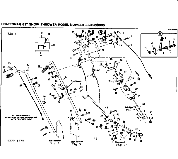 Craftsman 536909900 handle assembly diagram