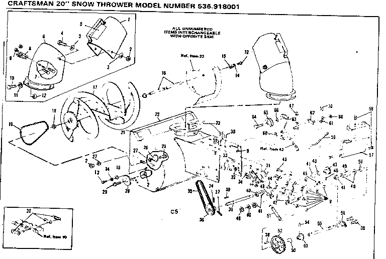 Craftsman 536918001 chute and impeller diagram