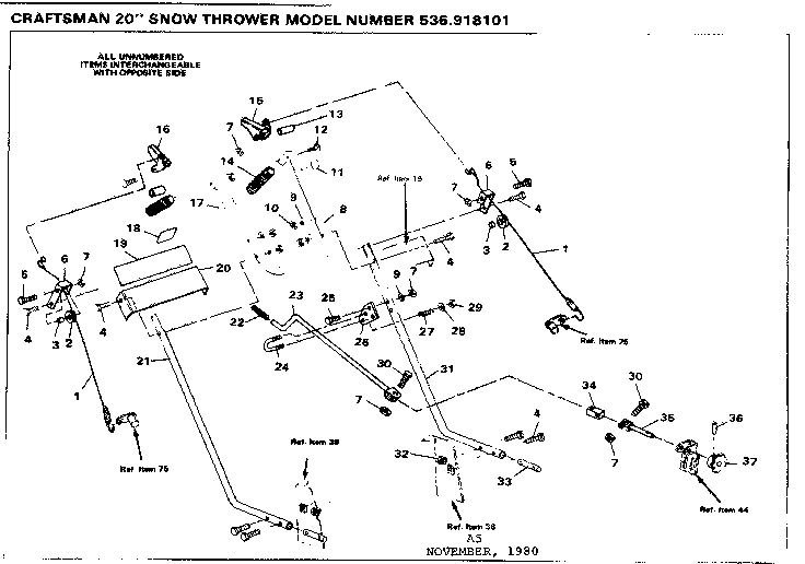 Craftsman 536918101 handle assembly diagram