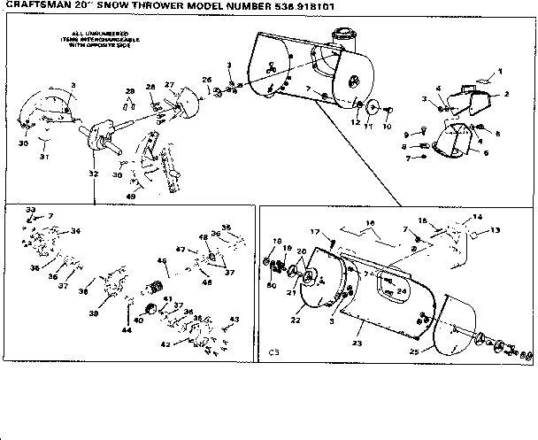 Craftsman 536918101 auger housing assembly diagram