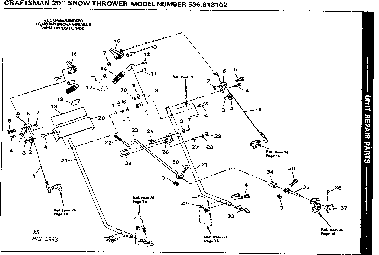 Craftsman 536918102 handle assembly diagram