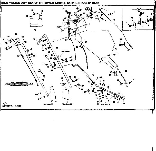 Craftsman 536918501 handle assembly diagram