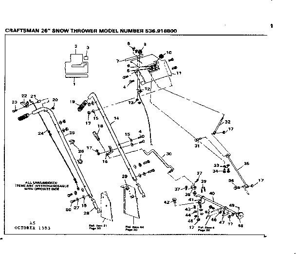 Craftsman 536918800 handle assembly diagram