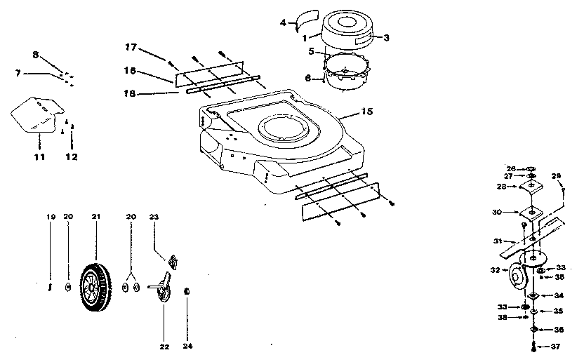 Craftsman 663913841 19" deck deluxe diagram