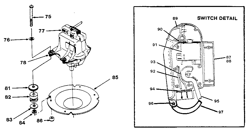 Craftsman 663913841 motor insulators & switch assembly diagram