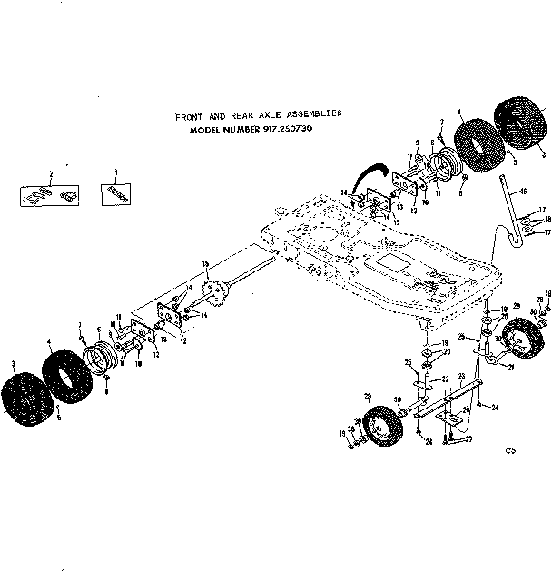 Craftsman 917250730 front & rear axle assemblies diagram