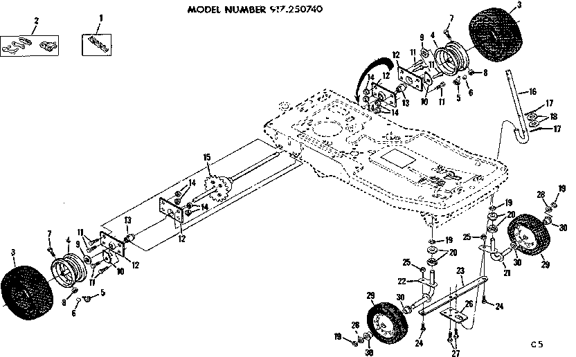 Craftsman 917250740 wheel assembly diagram