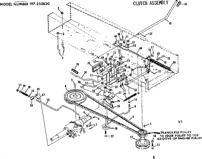 Craftsman 917250830-1977 clutch assembly diagram
