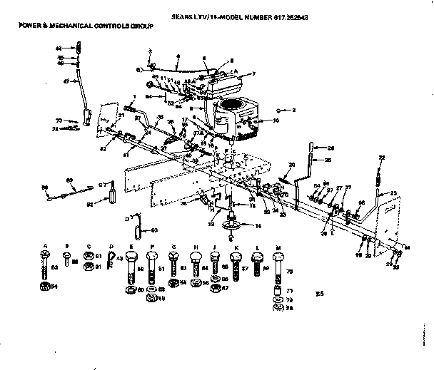 Craftsman 917252643 power & mechanical controls group diagram