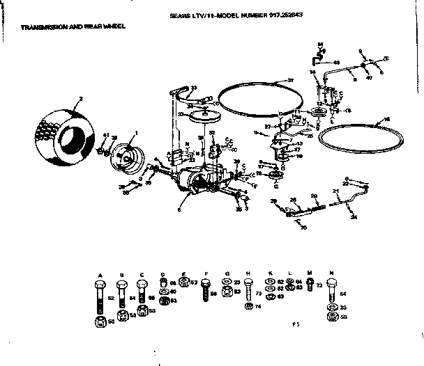 Craftsman 917252643 transmission & rear wheel diagram