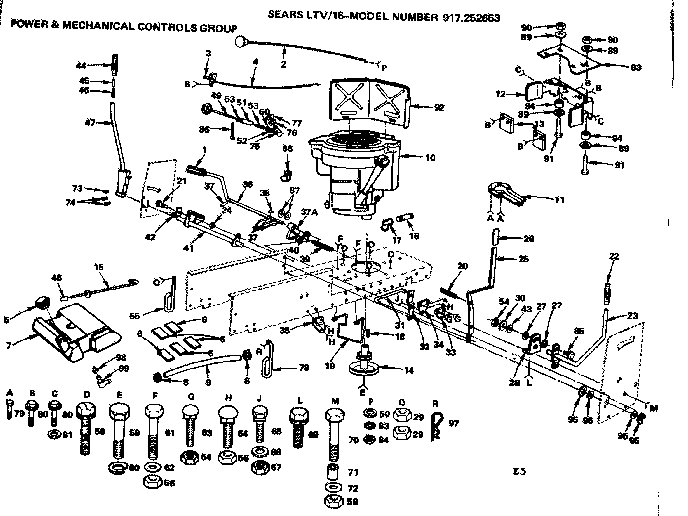 Craftsman 917252653 power & mechanical controls group diagram