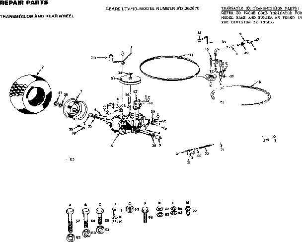 Craftsman 917252670 10/transmission & rear wheel diagram