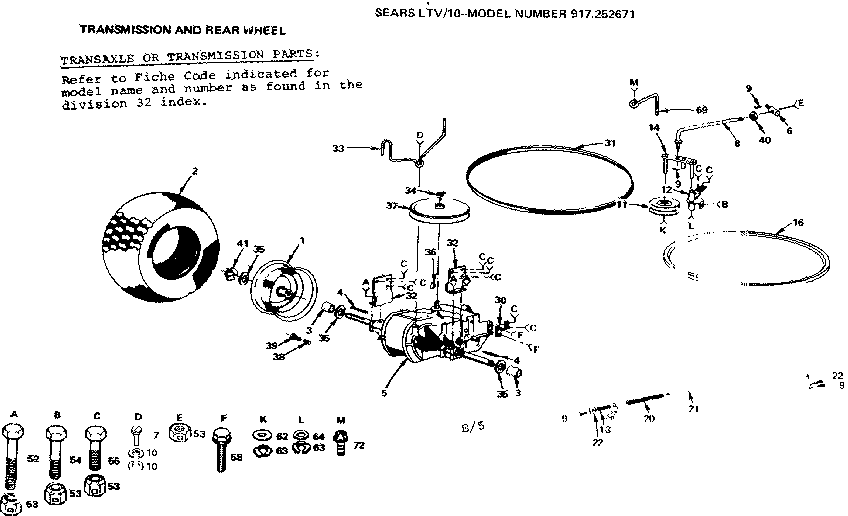 Craftsman 917252671 10/transmission & rear wheel diagram