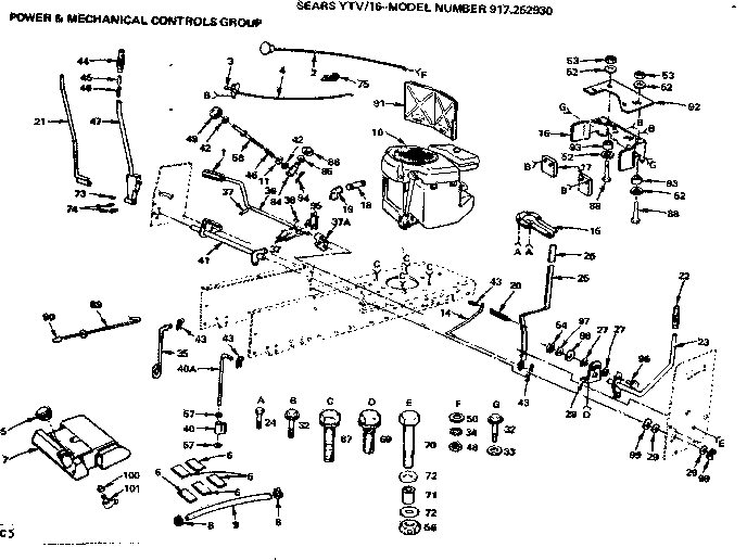 Craftsman 917252930 16/power & mechanical controls group diagram