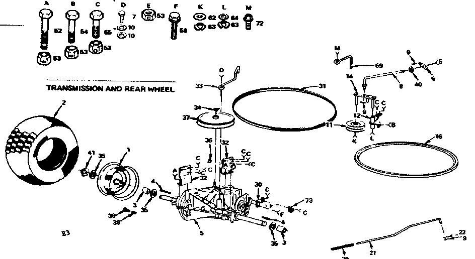 Craftsman 917252930 16/transmission & rear wheel diagram