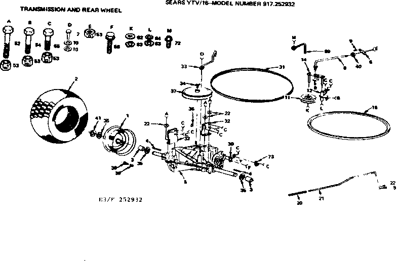 Craftsman 917252932 transmission & rear wheel diagram