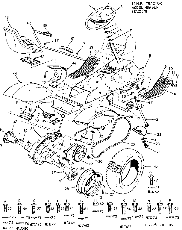 Craftsman 91725370 steering assembly diagram