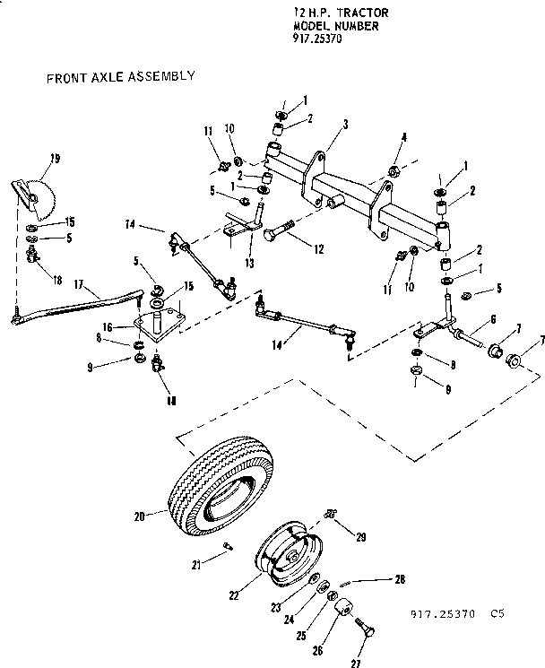 Craftsman 91725370 front axle assembly diagram