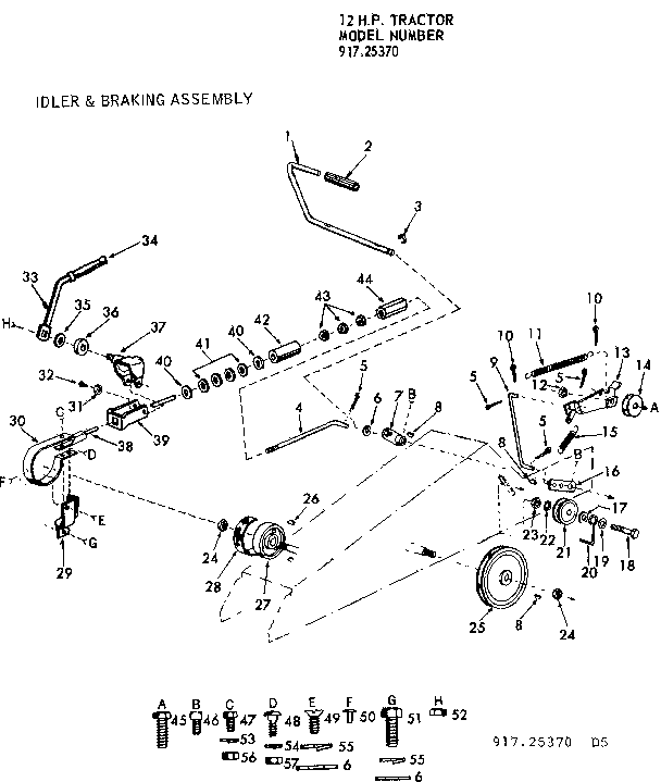 Craftsman 91725370 idler & braking system diagram