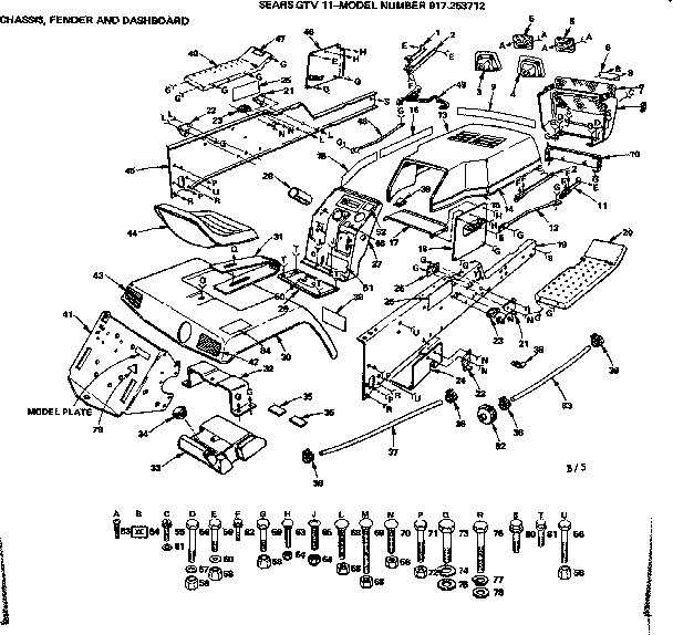 Craftsman 917253712-1987 chassis fender and dashboard diagram