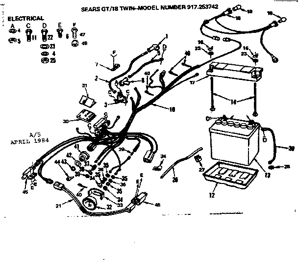 Craftsman 917253742 18 twin 6 speed garden tractor/electrical diagram