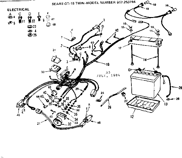 Craftsman 917253744 18 twin 6 speed garden tractor/electrical diagram