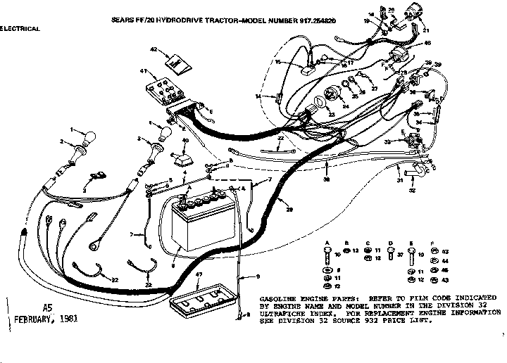 Craftsman 917254820 20 hydrodrive tractor/electrical diagram