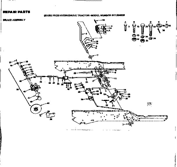Craftsman 917254820 20 hydrodrive tractor/brake assembly diagram