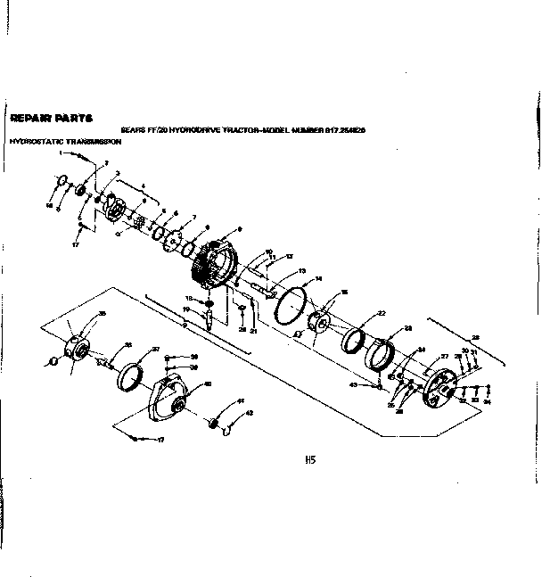Craftsman 917254820 20 hydrodrive tractor/hydrostatic transmission diagram