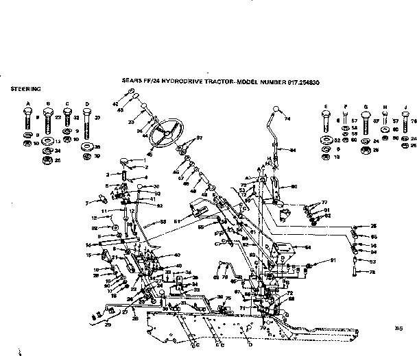 Craftsman 917254830 24 hydrodrive tractor/steering diagram