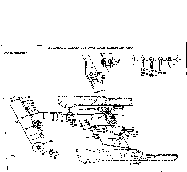 Craftsman 917254830 24 hydrodrive tractor/brake assembly diagram