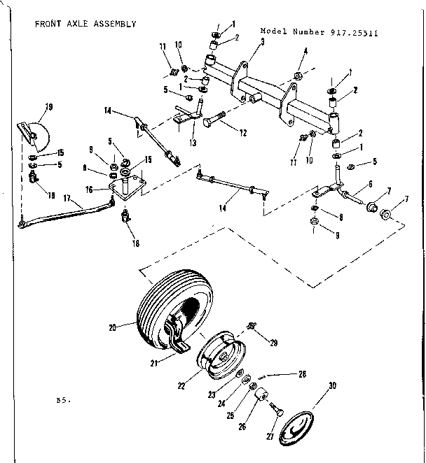 Craftsman 91725511 front axle assembly diagram