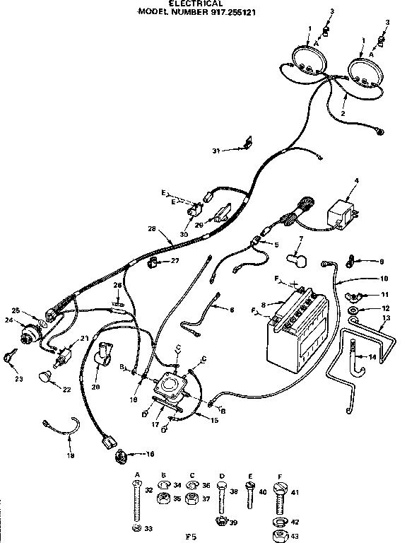Craftsman 917255121 36 lawn tractor/electrical diagram