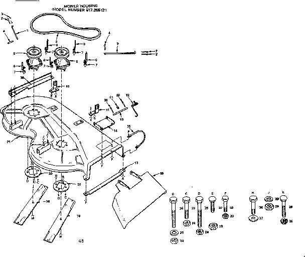 Craftsman 917255121 36 lawn tractor/mower housing diagram