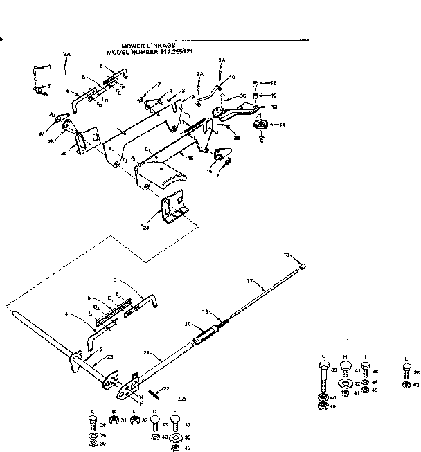 Craftsman 917255121 36 lawn tractor/mower linkage diagram