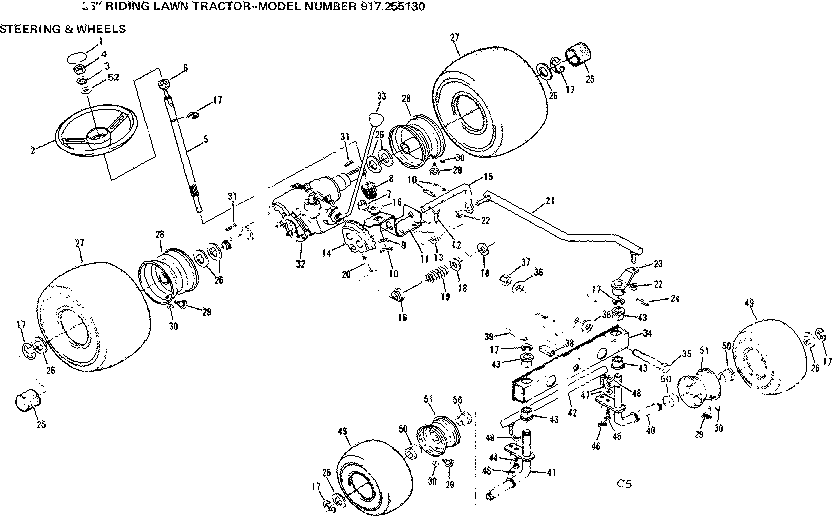 Craftsman 917255130 steering and wheels diagram