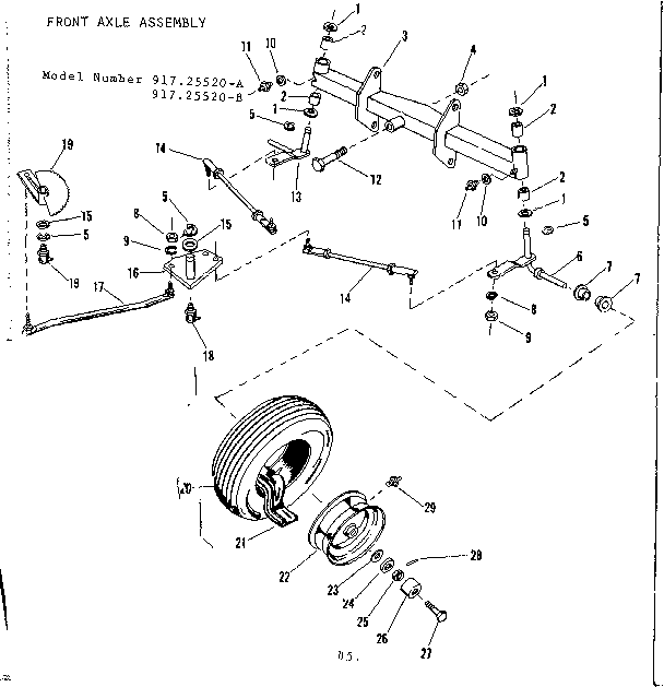 Craftsman 91725520-A front axle asm. diagram