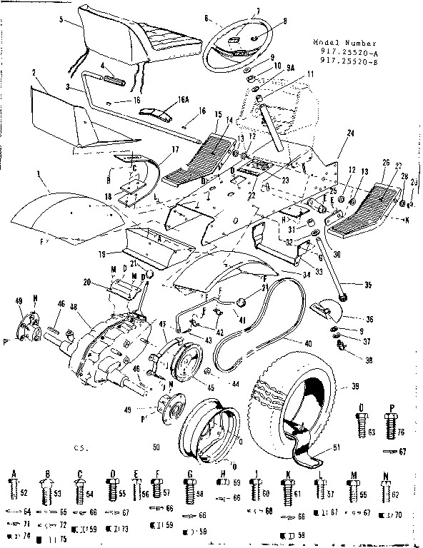Craftsman 91725520-A steering assembly diagram