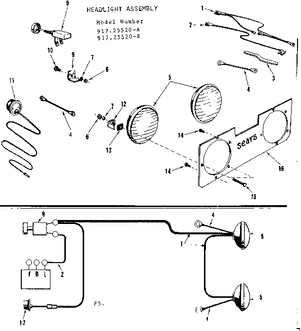 Craftsman 91725520-A headlight asm. diagram