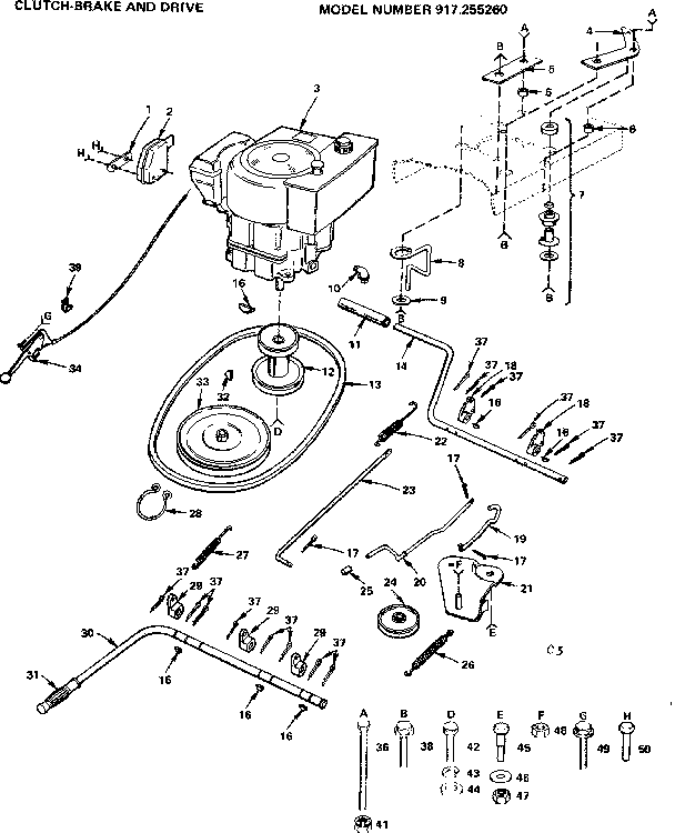 Craftsman 917255260 clutch-brake and drive diagram