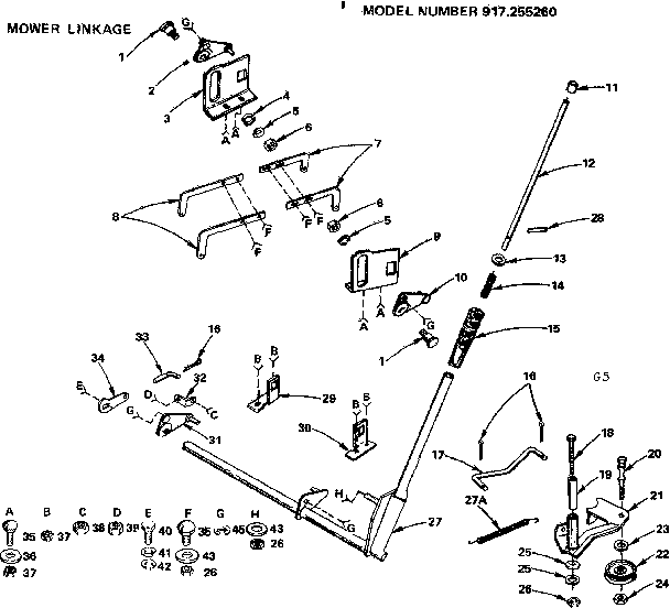 Craftsman 917255260 mower linkage diagram