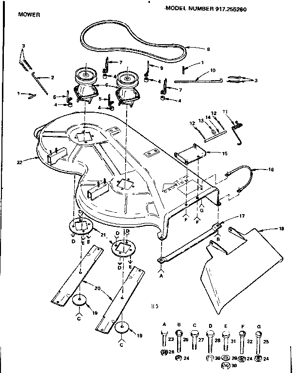 Craftsman 917255260 mower linkage diagram