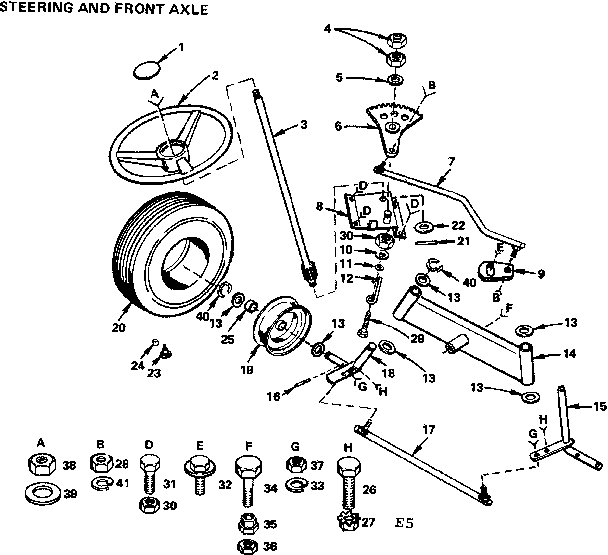 Craftsman 917255270 steering and front axle diagram