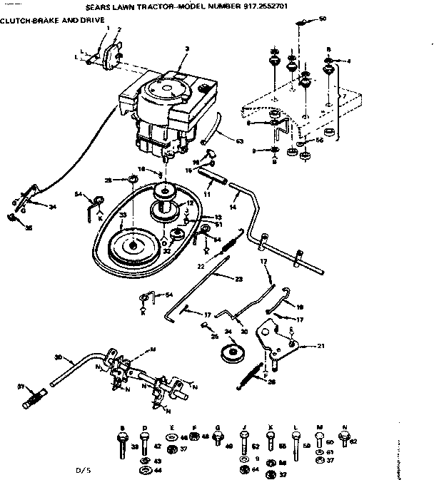 Craftsman 9172552701 clutch-brake and drive diagram