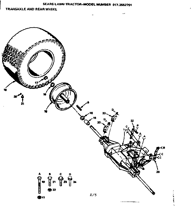 Craftsman 9172552701 transaxle and rear wheel diagram