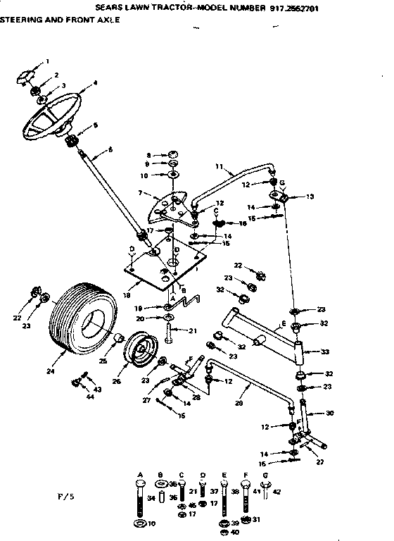 Craftsman 9172552701 steering and front axle diagram