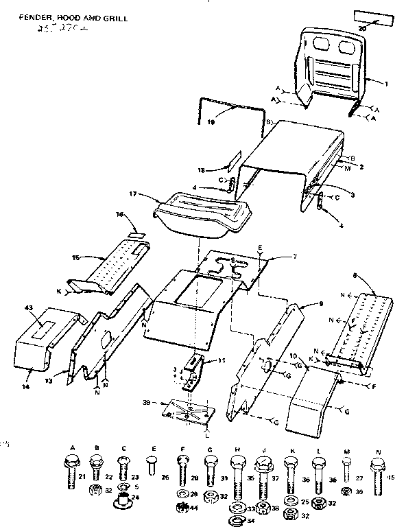 Craftsman 9172552702 fender hood and grill diagram