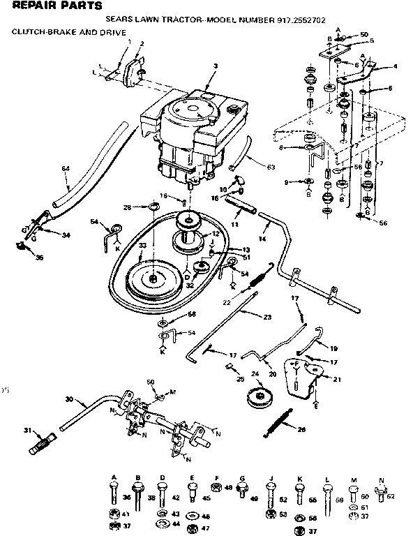Craftsman 9172552702 clutch-brake and drive diagram