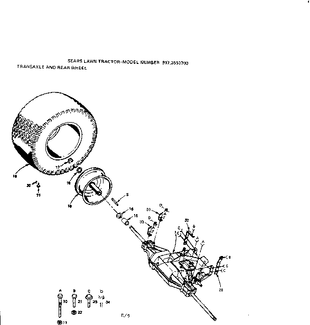 Craftsman 9172552703 transaxle and rear wheel diagram
